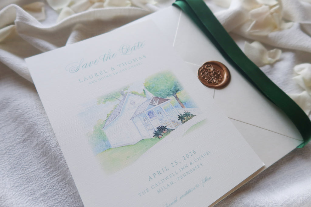 Custom Wedding Save the Date - Caldwell Inn & Chapel