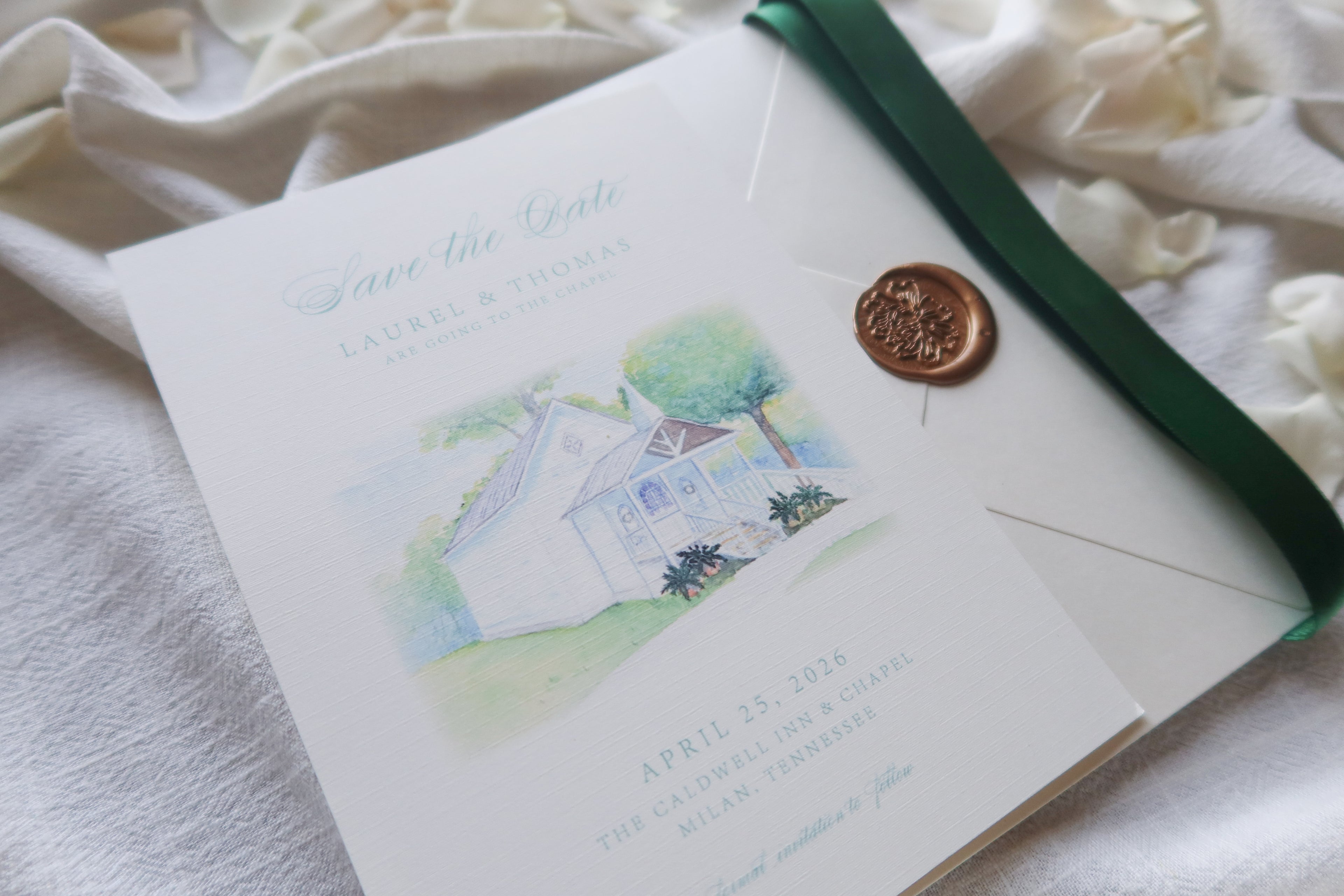 Custom Wedding Save the Date - Caldwell Inn & Chapel
