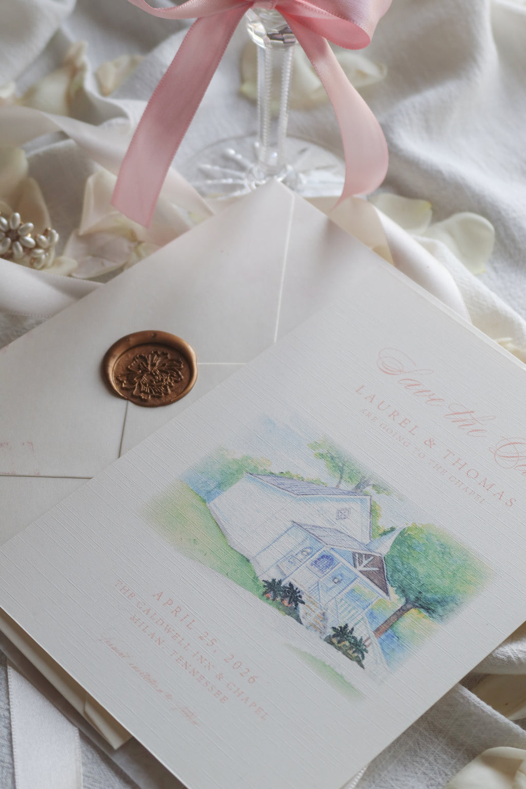 Custom Wedding Save the Date - Caldwell Inn & Chapel