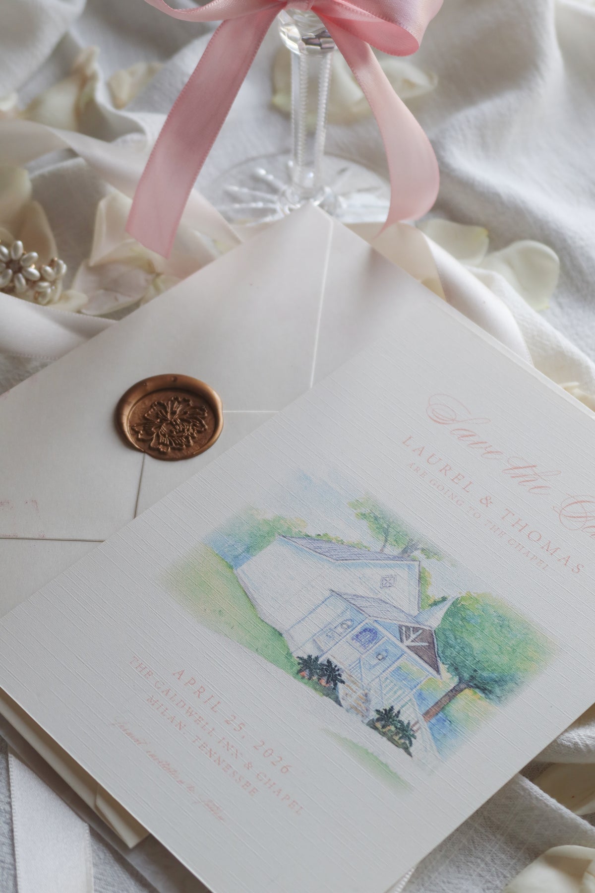 Custom Wedding Save the Date - Caldwell Inn & Chapel