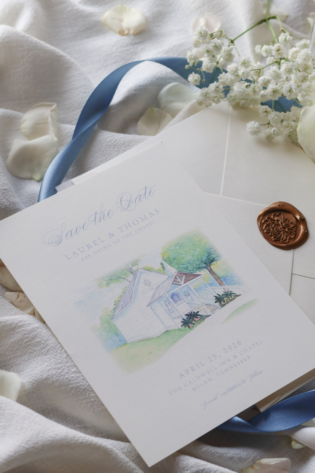 Custom Wedding Save the Date - Caldwell Inn & Chapel